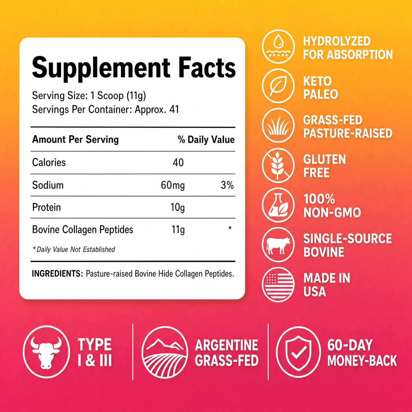 Grass-Fed Bovine Collagen Peptides Unflavored